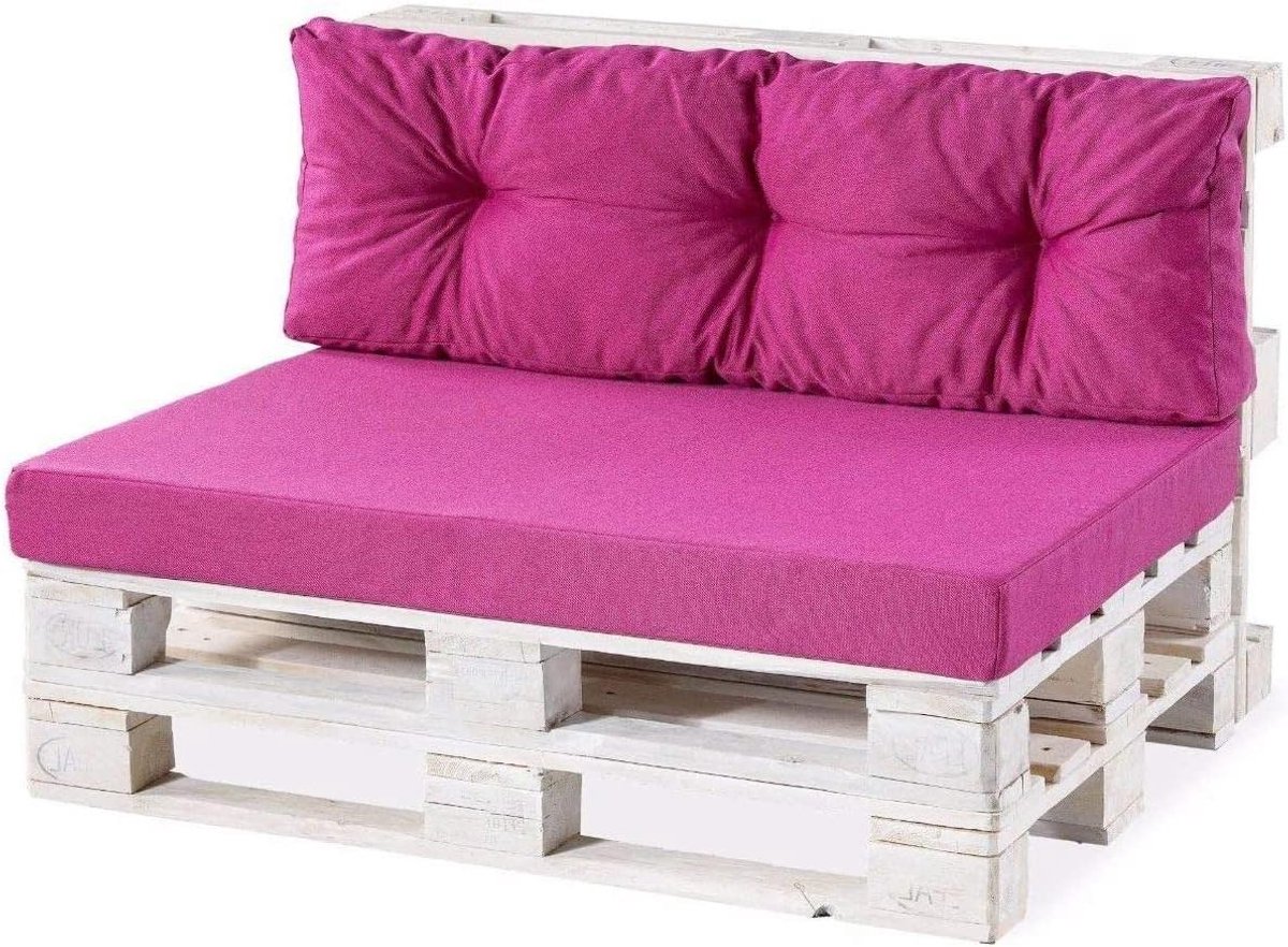 Palletkussens Hoekkussen - Tuinkussen Sierkussen - Terras Aankleden - Gewatteerd Ontwerp - 60x40 cm - Roze