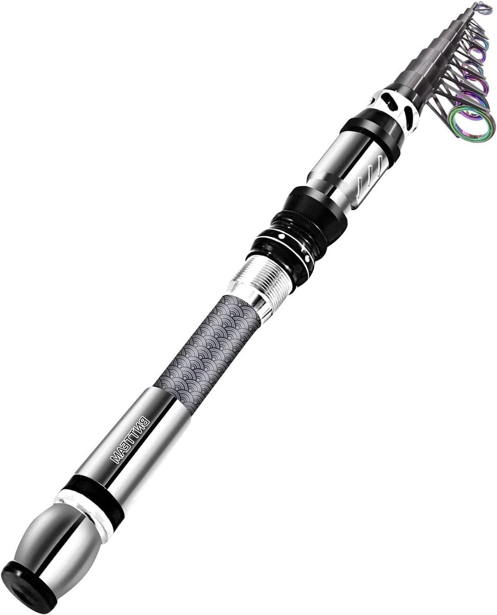 Draagbare Hengel - Telescopische Visstok - Reizen Vissen - Fluorescerende Hengeltip - 2.4 Meter - Zwart