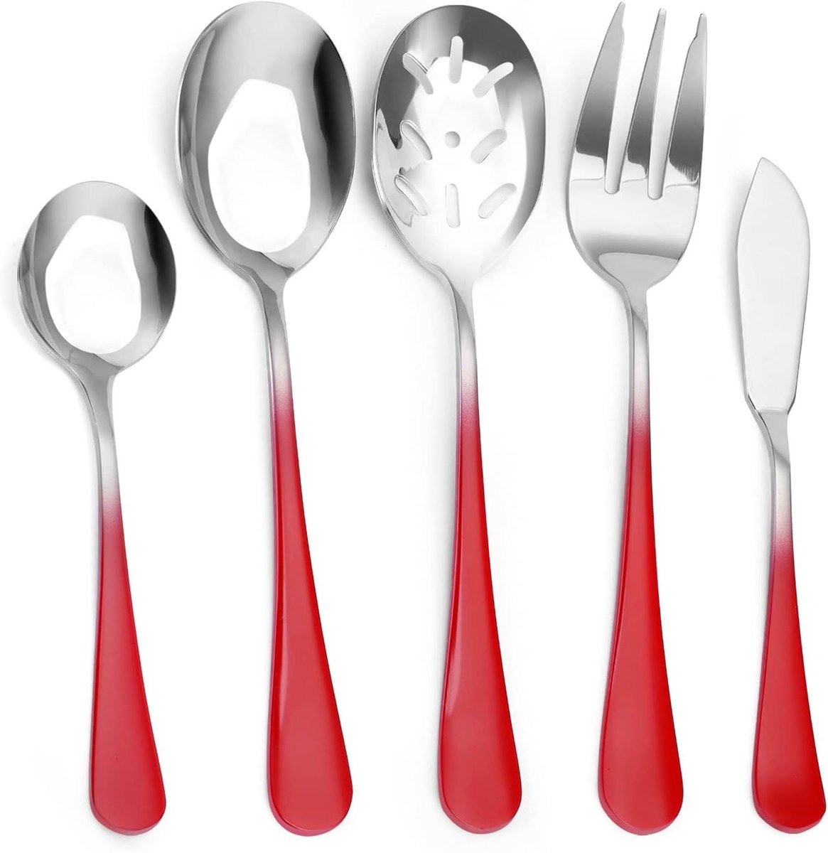 Serveergerei Set - Hostess Set - Tafel Dekken - Gladde Randen - 5-delig - Gradiënt Rood