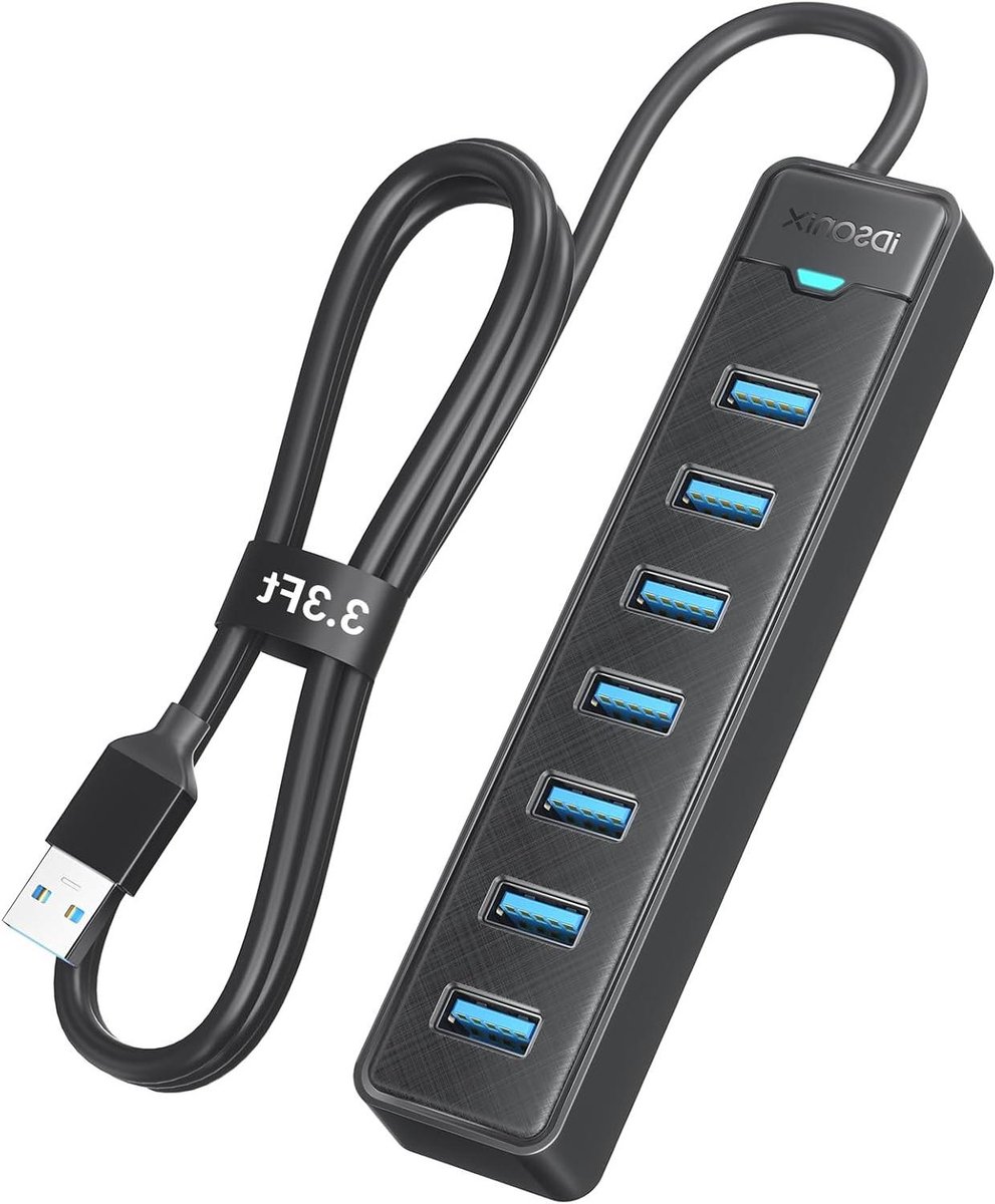 USB 3.0 Hub - USB Hub Extender - Computer Uitbreiding - Zeven Poorten - 1 Meter Kabel - Zwart