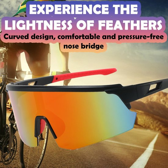 Allecto - Fietsbril - Gepolariseerde zonnebril - UV400-bescherming - Rood - Outdoor zonnebril - Geschikt voor heren en dames - Sportieve skibril van Merkloos — afbeelding 5