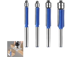 4 stuks - professional straight flush trim router bits - flush trim router bit set - met 6mm Schacht - voor meubels, tafelwerk en oppervlakteafwerking - 82.2×12.7mm