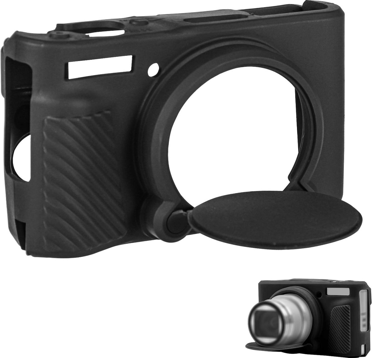 Allecto - Siliconen Hoes Canon Powershot SX740 - Zachte Camera Beschermhoes - Lichtgewicht en Wasbaar - Zwarte Camera Cover - Eenvoudig te Installe...