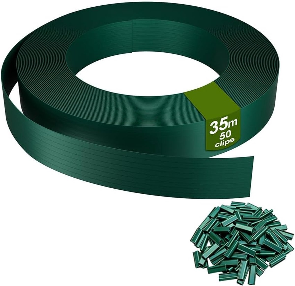 Aufun privacyrol voor dubbelstaafmat hekwerk – 35 m x 5 cm, PVC, UV-bestendig, inclusief 70 bevestigingsclips, windscherm voor tuin, balkon of terras, groen