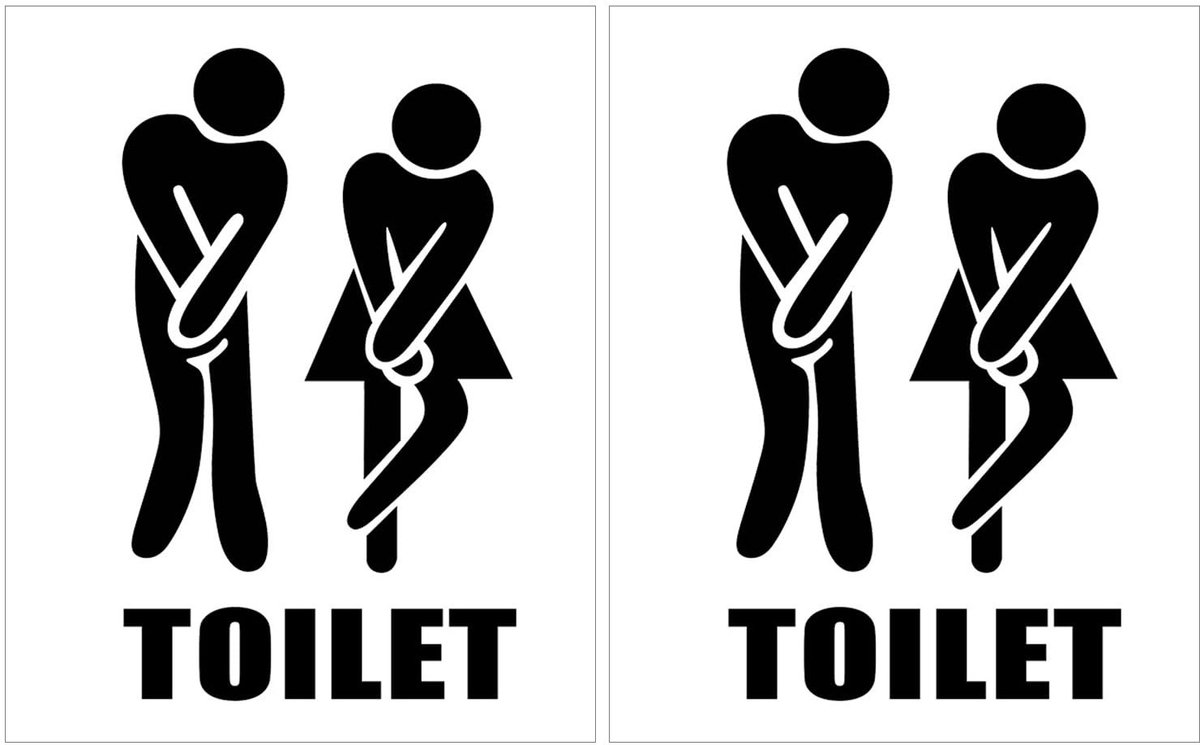 Allecto - Toiletstickers - Badkamerdecoratie - Grappige 3D wc-stickers - Zwart - PVC stickers - Voor mannen en vrouwen - 2 stuks
