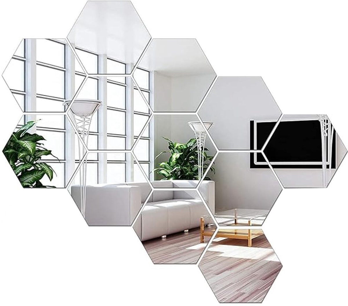 Allecto - Spiegel Muurstickers - Decoratieve Muurstickers - Acryl Muurdecoratie - Zilver -