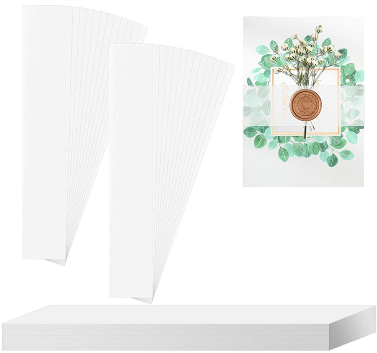 Allecto - Bruiloft accessoires - Papieren buikbanden - Wit - Uitnodigingen - Decoratieve accessoires voor bruiloften - Geschikt voor ansichtkaarten