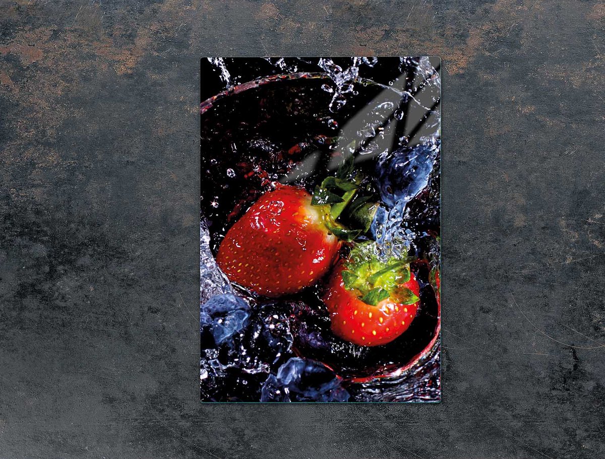 TMK ArtDeko - Snijplank - 35x52 cm - Truskawki - Glas