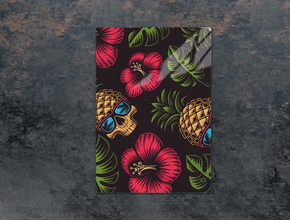 TMK ArtDeko Serie - Snijplank van Glas - Ananas - 35x52 cm - Modern Ontwerp