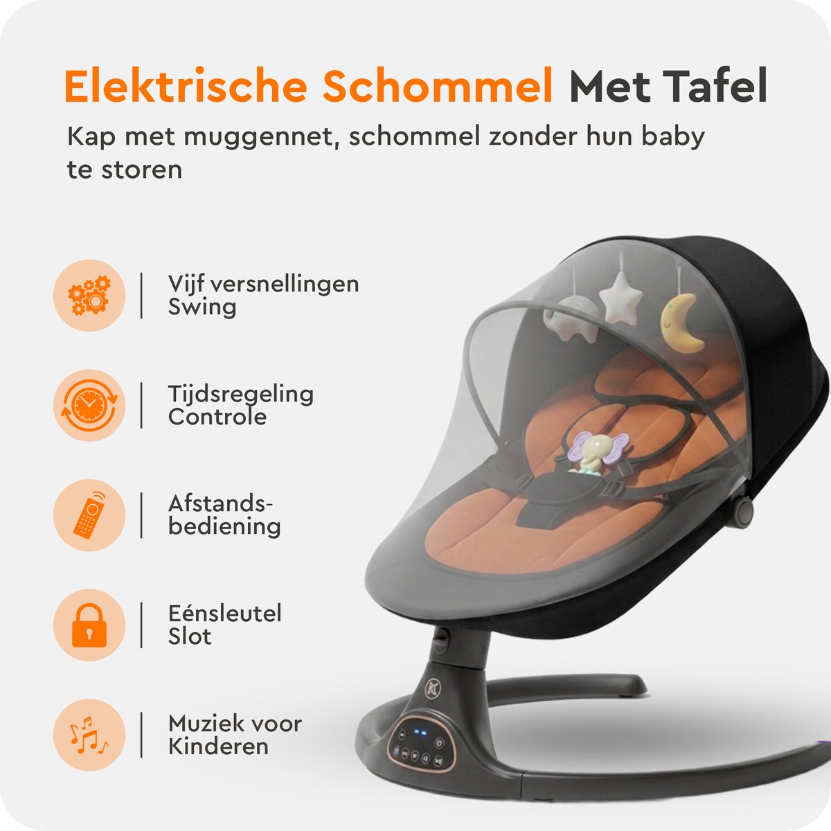 Khido Elektrische Babyschommel - App & Bluetooth thumbnail 6