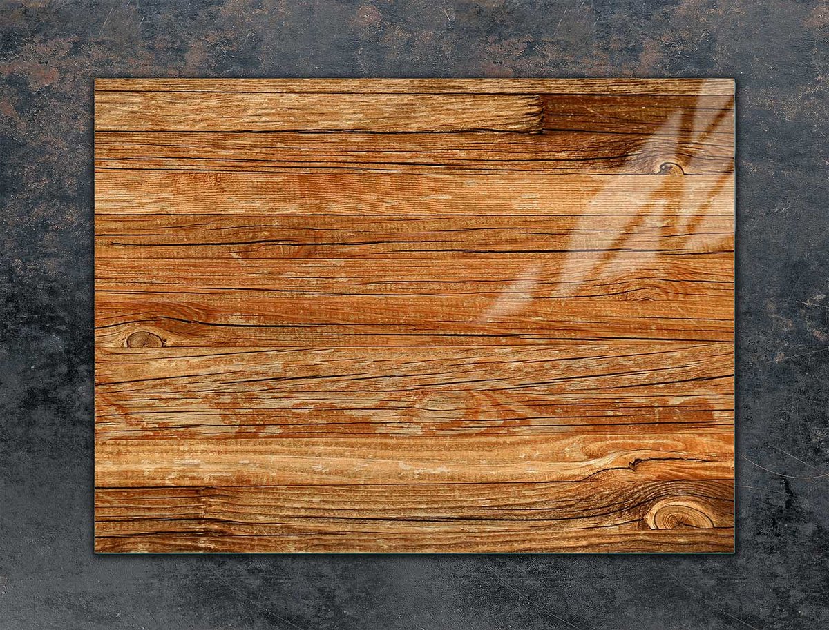 TMK ArtDeko - Serie Hout - Glazen Beschermplaat - 70x52 cm - Veilig