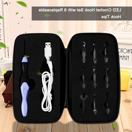 Oplaadbare LED Haaknaalden Set met Verwisselbare Tips van 2.5-6.5MM voor Breien en Haken — afbeelding 3