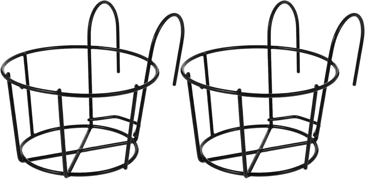 Bloempothouder Set - Hangmand - Planten Decoratie - Stevig IJzeren Frame - 22x16CM - Zwart