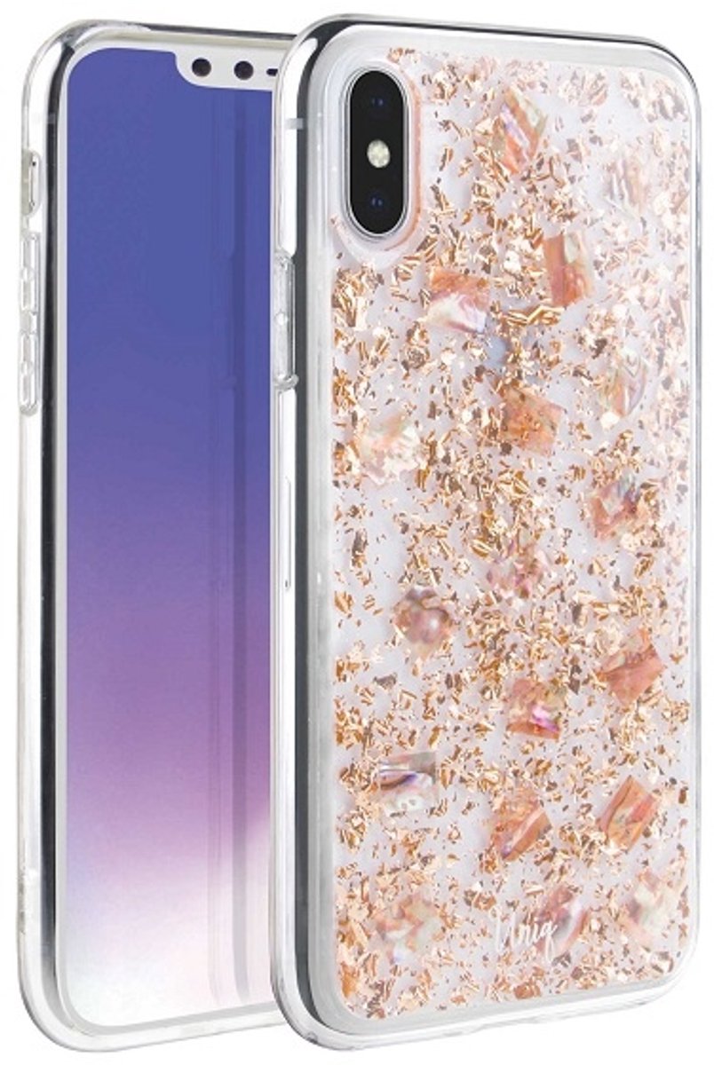 Uniq - Lumence - Clear hoesje voor iPhone Xs Max - roze en goud