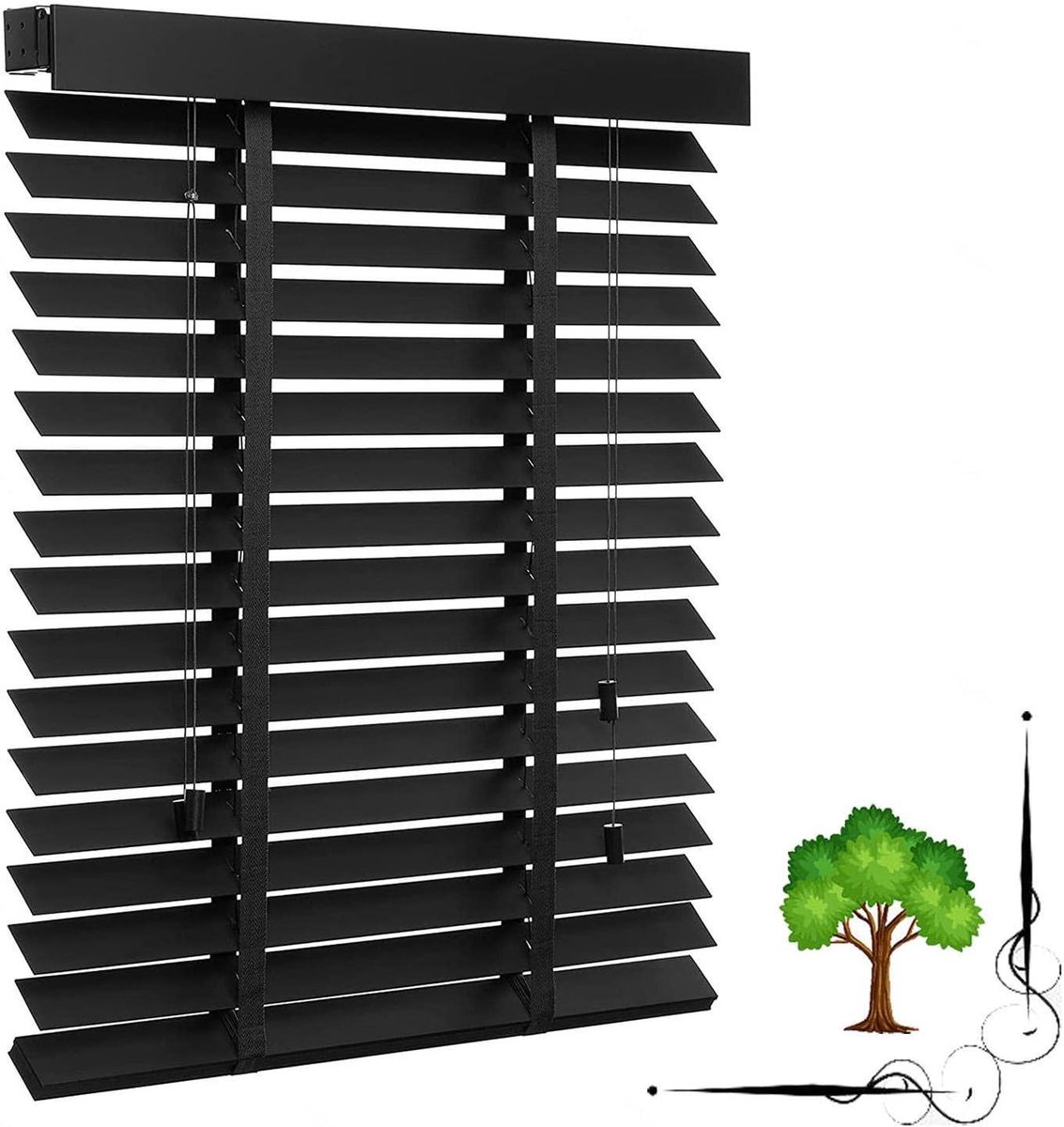 Houten Jaloezieën - Raambekleding - Privacy Creëren - Natuurlijk Lindehout - B45 x H130 cm