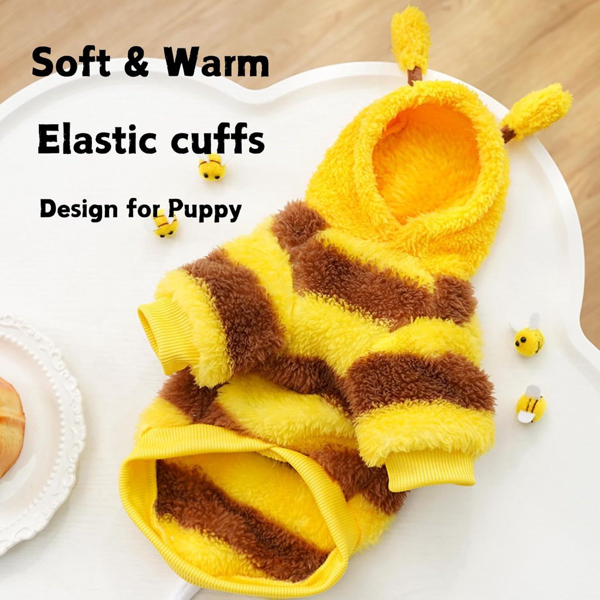 Huisdier Hoodie - Honden Trui - Warm Blijven - Zacht Polar Fleece - Maat S - Gele Bij — cadeau in Cadeau-ideeën - foto 6