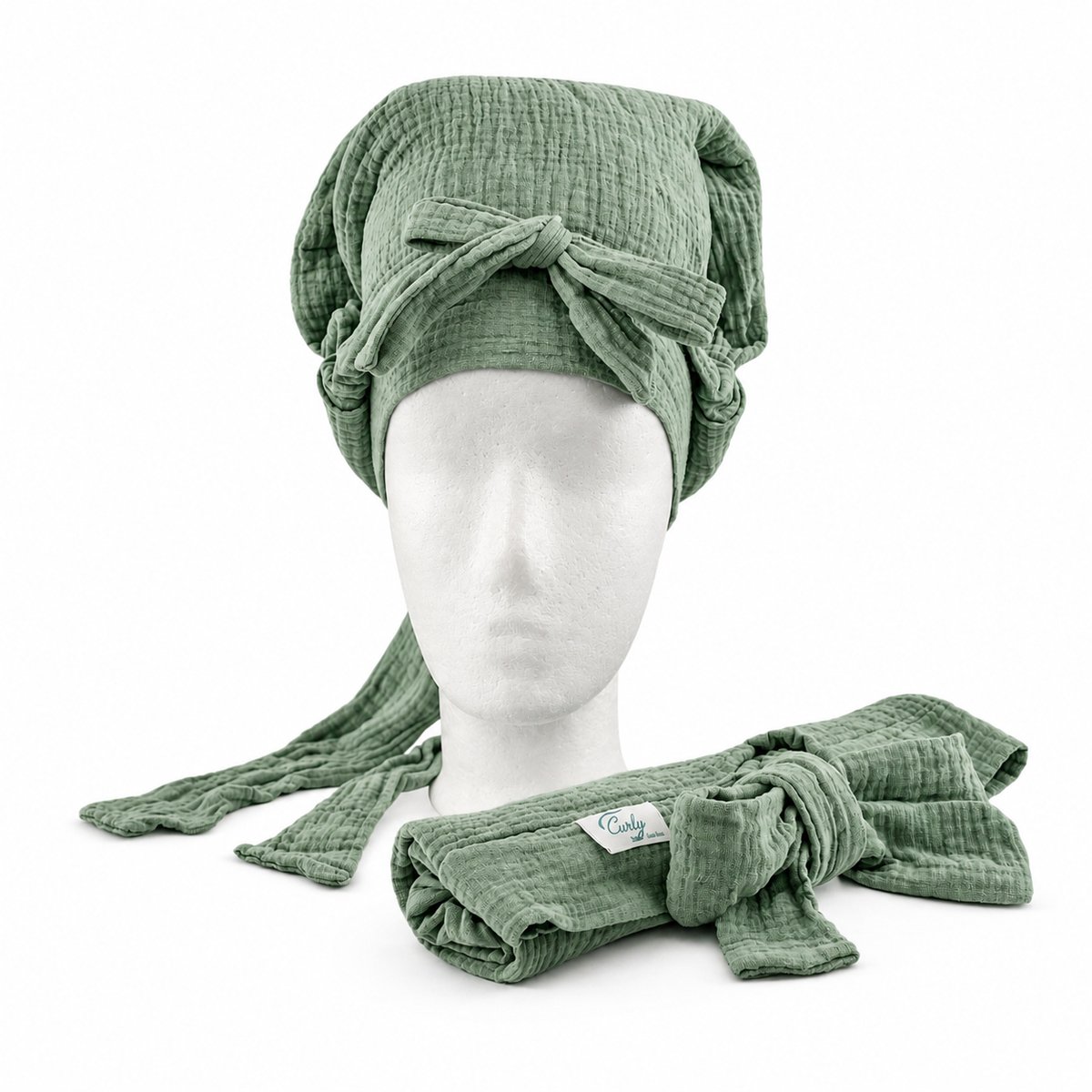 Mon'Que Curly Boost hydro Snoozz nacht muts voor krullend haar groen M