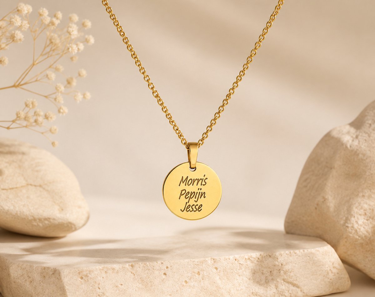 Ketting Suze Goud gepersonaliseerd sieraad met naam gegraveerd, leuk persoonlijk cadeau voor moeder, vrouw of vriendin.