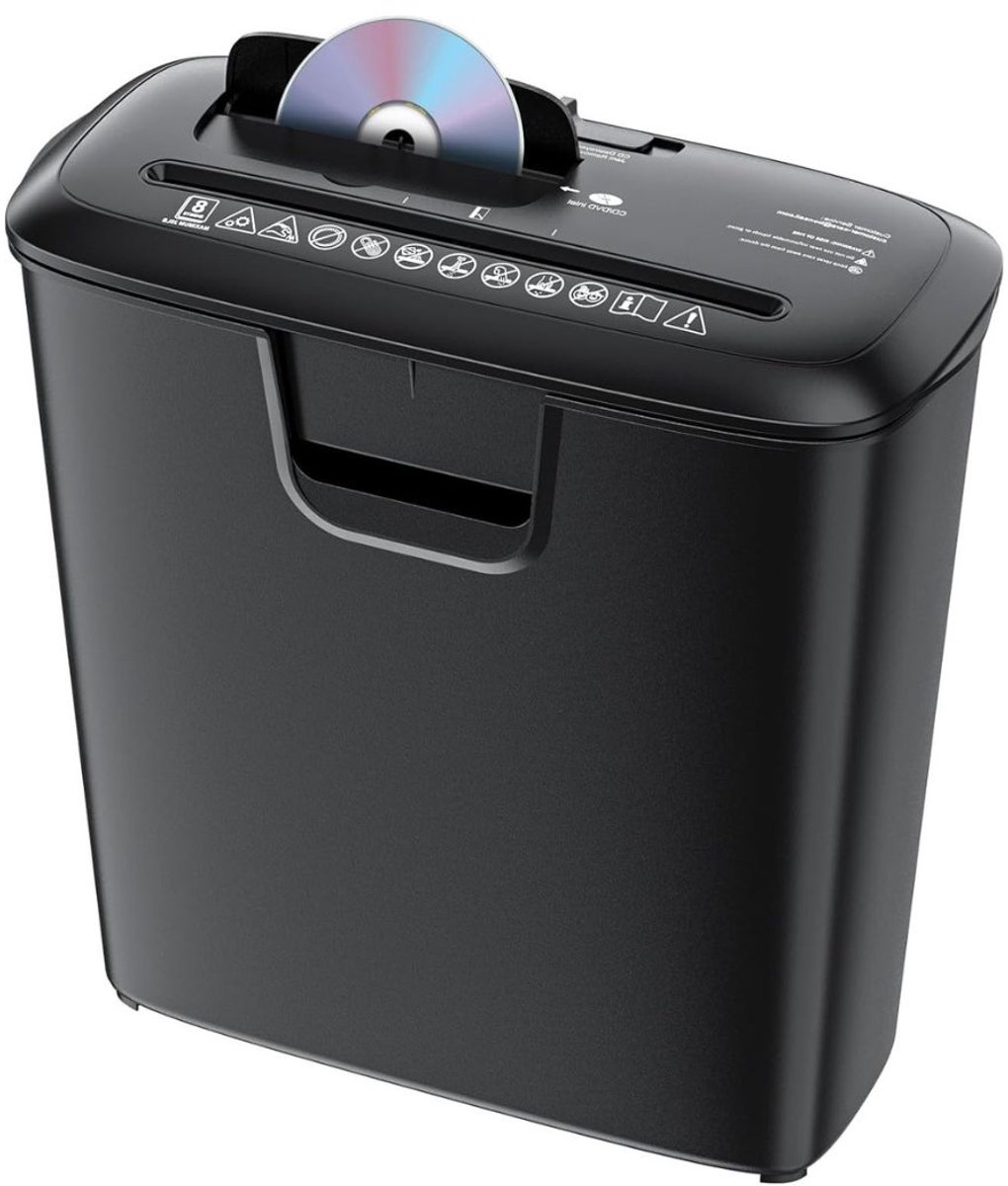 TopChoice® Papierversnipperaar met Opvangbak - Papiervernietiger - Documentvernietiger - ook voor Cd/Creditcard - Zwart