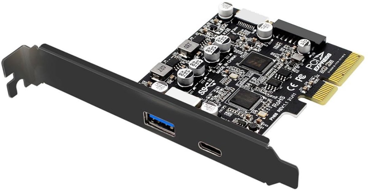 Allecto - PCI-E USB 3.1 Gen2 Kaart - Hoge snelheid - Compact formaat - ASM3142 VL822 chipset - Betrouwbare gegevensoverdracht - Ideaal voor desktop...