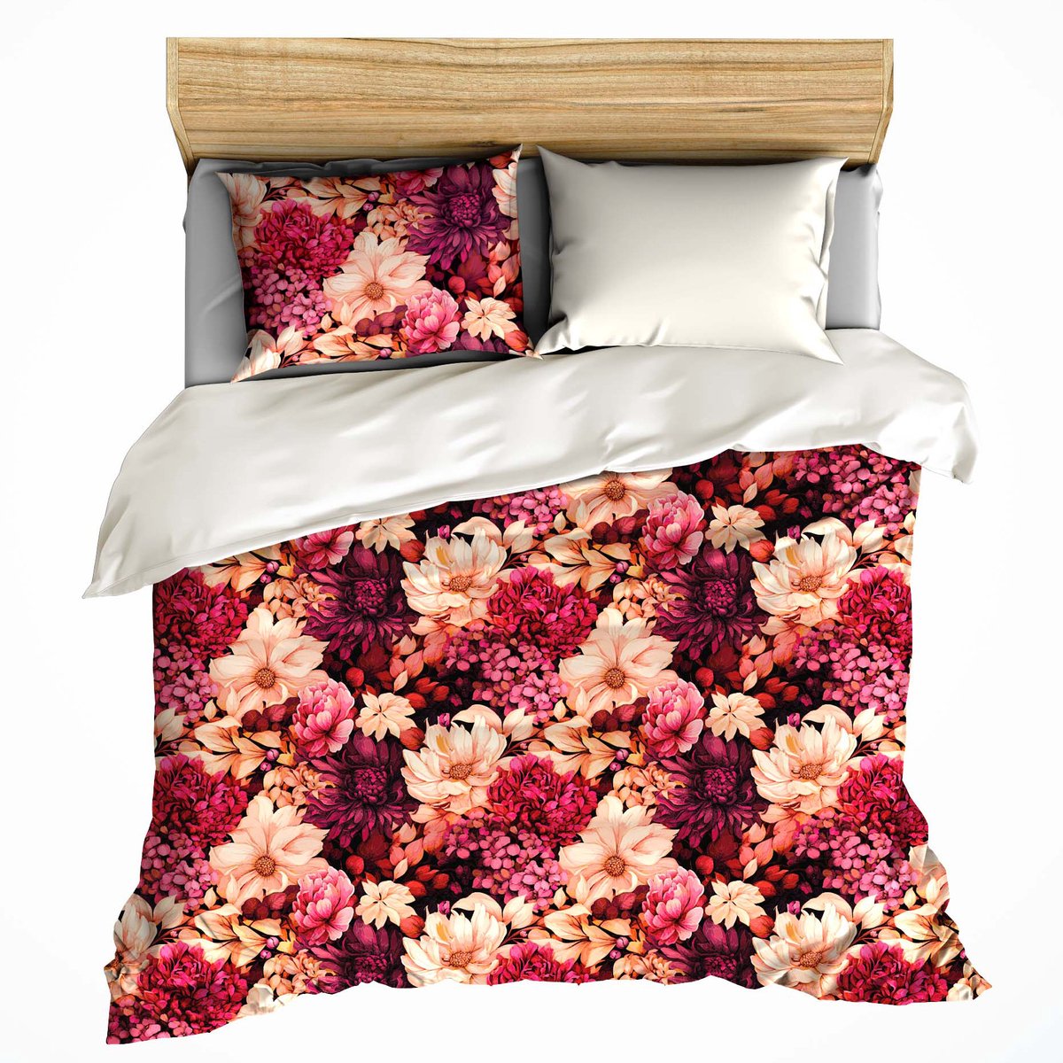 De Witte Lietaer Dekbedovertrek Dahlia Coral Paradis - 200 x 200/220 + 2x 60 x 70 cm - Katoen Satijn