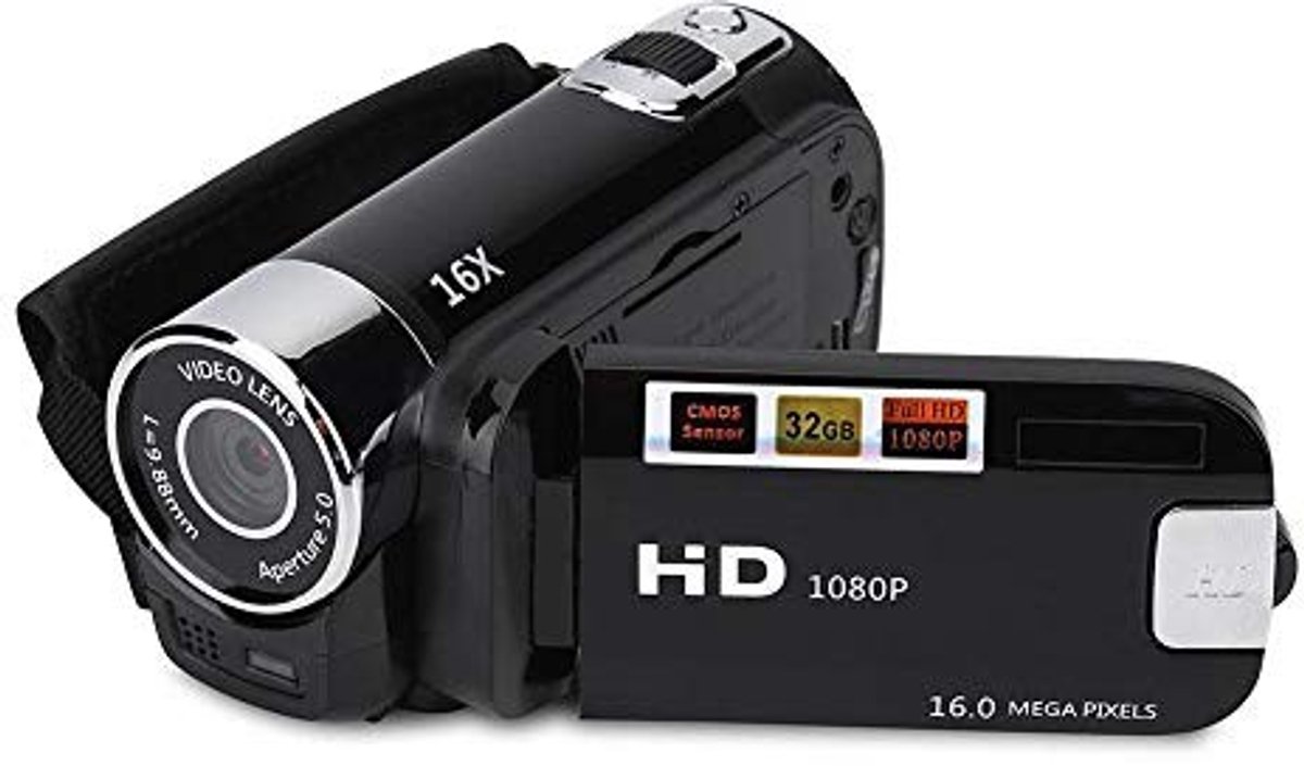 Allecto - Digitale Camcorder - 1080P video camera - 270 graden rotatie - compact formaat - 16x zoom - geschikt voor thuis en buiten - zwart