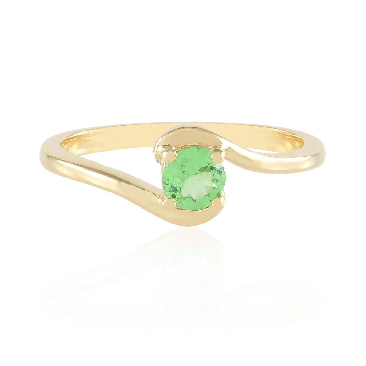 Cavill - 925 Sterling Zilver Ring - 18K Geelverguld - 0,47 ct Ronde Tsavoriet - Briljant Slijpsel - Minimalistische Edelsteenring - Elegant & Duurzaam