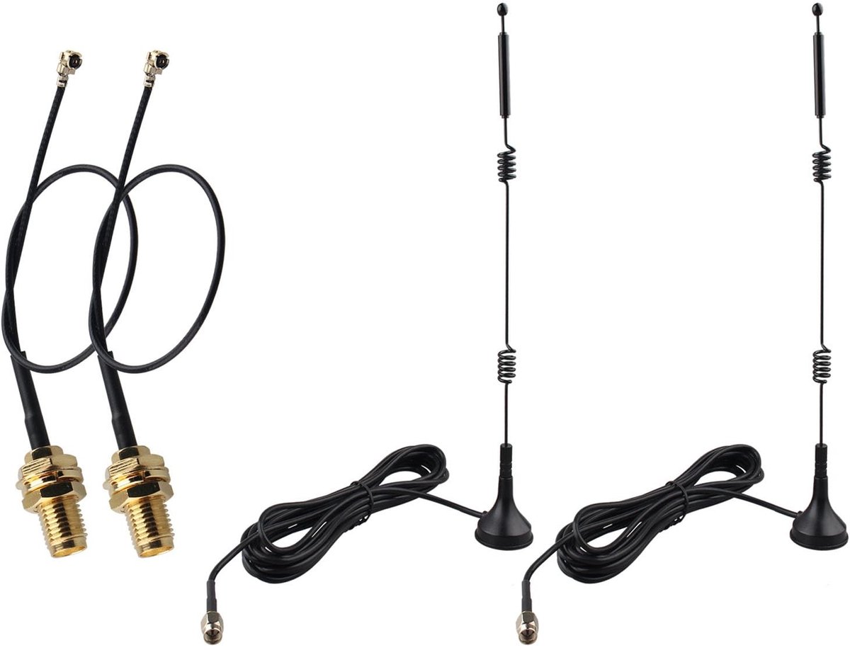 Allecto - Dual Band WiFi Antenne - 12dBi - Verbeterde ontvangst - 2.4GHz 5GHz - U.FL naar SMA Kabel - Geschikt voor modem en router - Wit