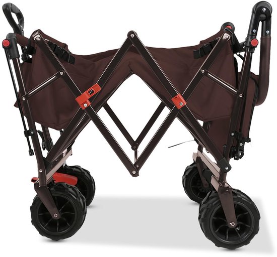FUXLIFE by FUXTEC CTB800 Strand Bolderkar - Beach Handkar - Bruin - Ideaal voor Zand & Zee - Opvouwbare Transportwagen - Max. 75kg — afbeelding 3