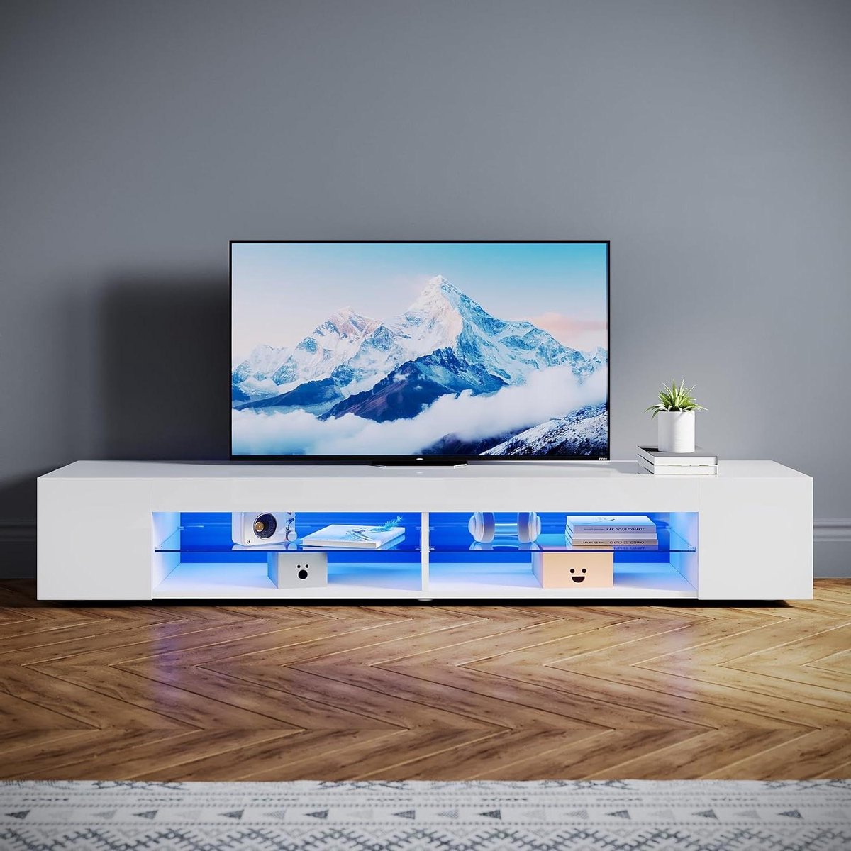 Tv-kast - Tv meubel televisietafel - Opbergen entertainmentapparatuur - Hoogglans afwerking met ledverlichting - 180 x 39 x 30 cm