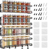 CASA -J 4-laags kruidenrek organizer, acryl kruidenlade organizer plank kruiden pot rek geschikt voor keuken aanrecht, kast, bijkeuken, kast, doorzichtig