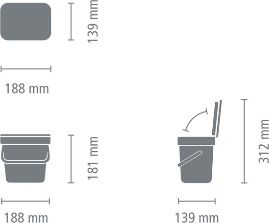 Brabantia Sort & Go bac à déchets 3 litres - Dark Grey