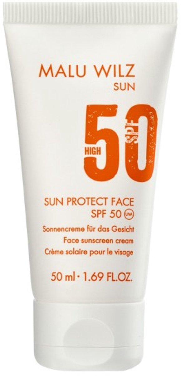 Malu Wilz - sun protect face - SPF 50 - snel intrekkende zonnelotion voor het gezicht - SPF 50 - vegan - zonnecréme, ideaal voor uw wintervakantie