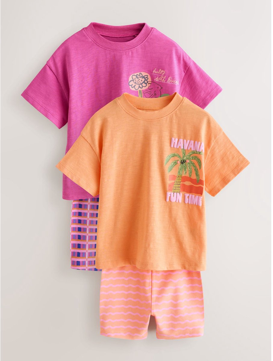 Next - Meisjes - Top & fietshort, set van 2 - Roze