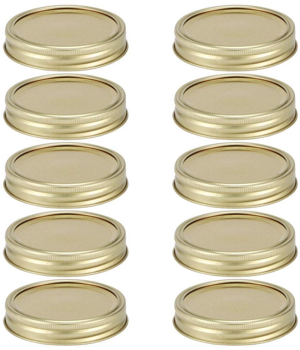 Atyhao Glazen Lids voor Weckpotten - 10 Stuks Goud - Verdeelbare Deksel voor Voedselopslag