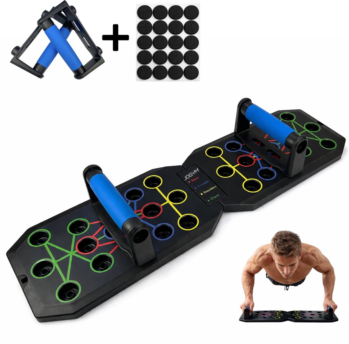 JOGYM® - Push Up Bord - Push Up Bar - Opdruksteunen - Push Up Board - Opdruk Bord - Parallettes- Grips - Bars - Fitness - Sport spullen - Krachttraining