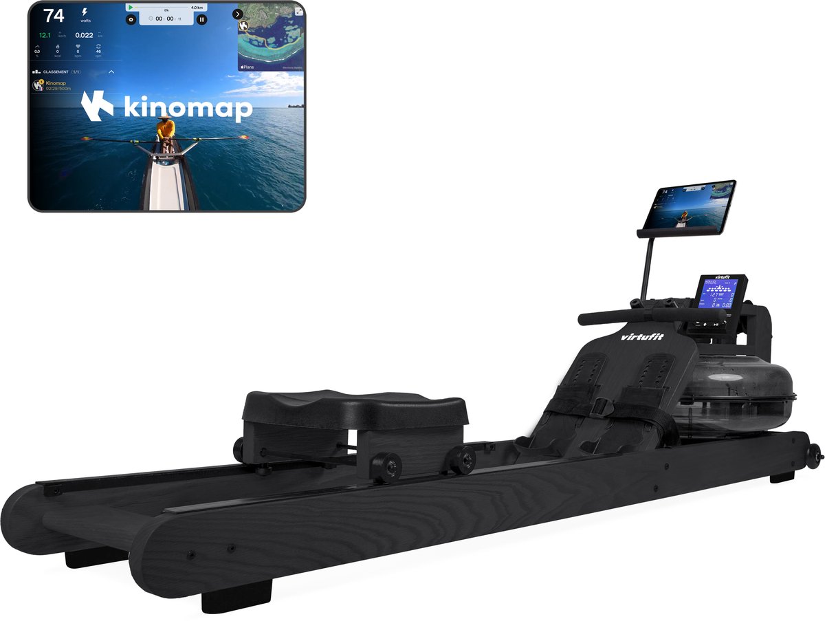 Bol.com VirtuFit Elite Roeimachine met Waterweerstand - Berkenhout - Ruimtebesparend - Bluetooth - Kinomap & EXR Compatibel - Ro... aanbieding