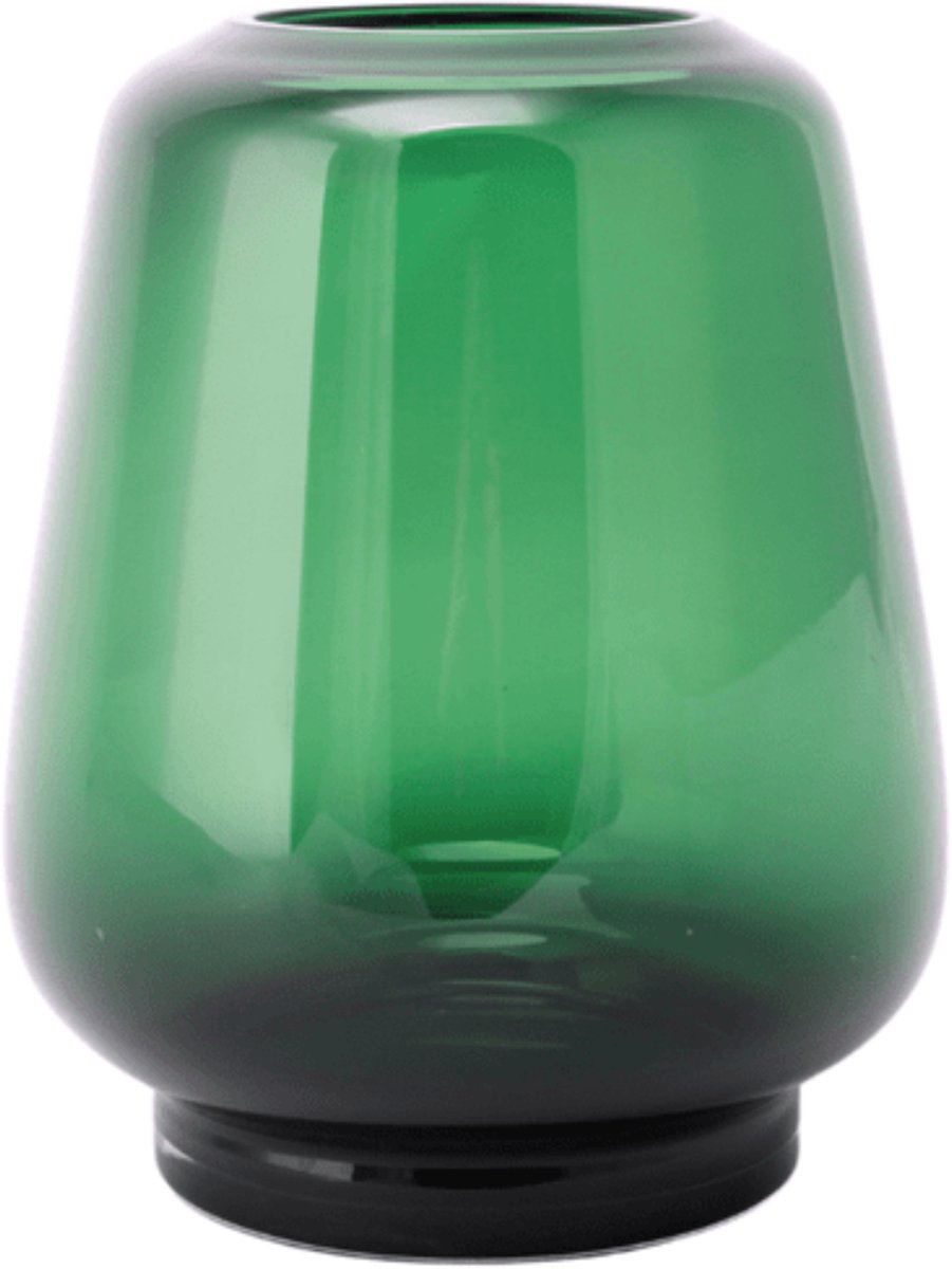 XLBoom Kuro Smooth Large Moss - Mondgeblazen glazen vaas – Kleur Moss groen – Design woondecoratie