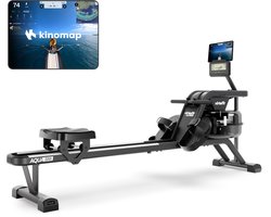 VirtuFit AQUA200i Roeitrainer met Waterweerstand - Inklapbaar - Dubbele Rail - Incl. Display, Tablethouder en Transportwielen - Kinomap & Fitshow - Max. 120 kg en 200 cm - Roeiapparaat - Roeimachine