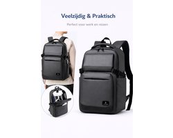 Nexusbag Moderne Laptop Rugzak zwart - met Laptopvak - 15.6 Inch - Waterdicht met USB Oplaadpoort - rugzak reizen - rugzakken - rugtas met laptopvak