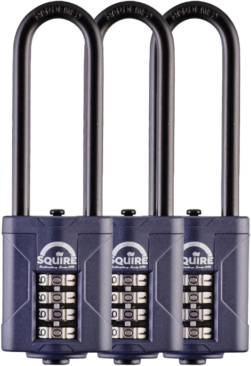 Squire CP40/2.5 - Hangslot - Cijferslot - Lange beugel - 3 stuks - Combi voordeel