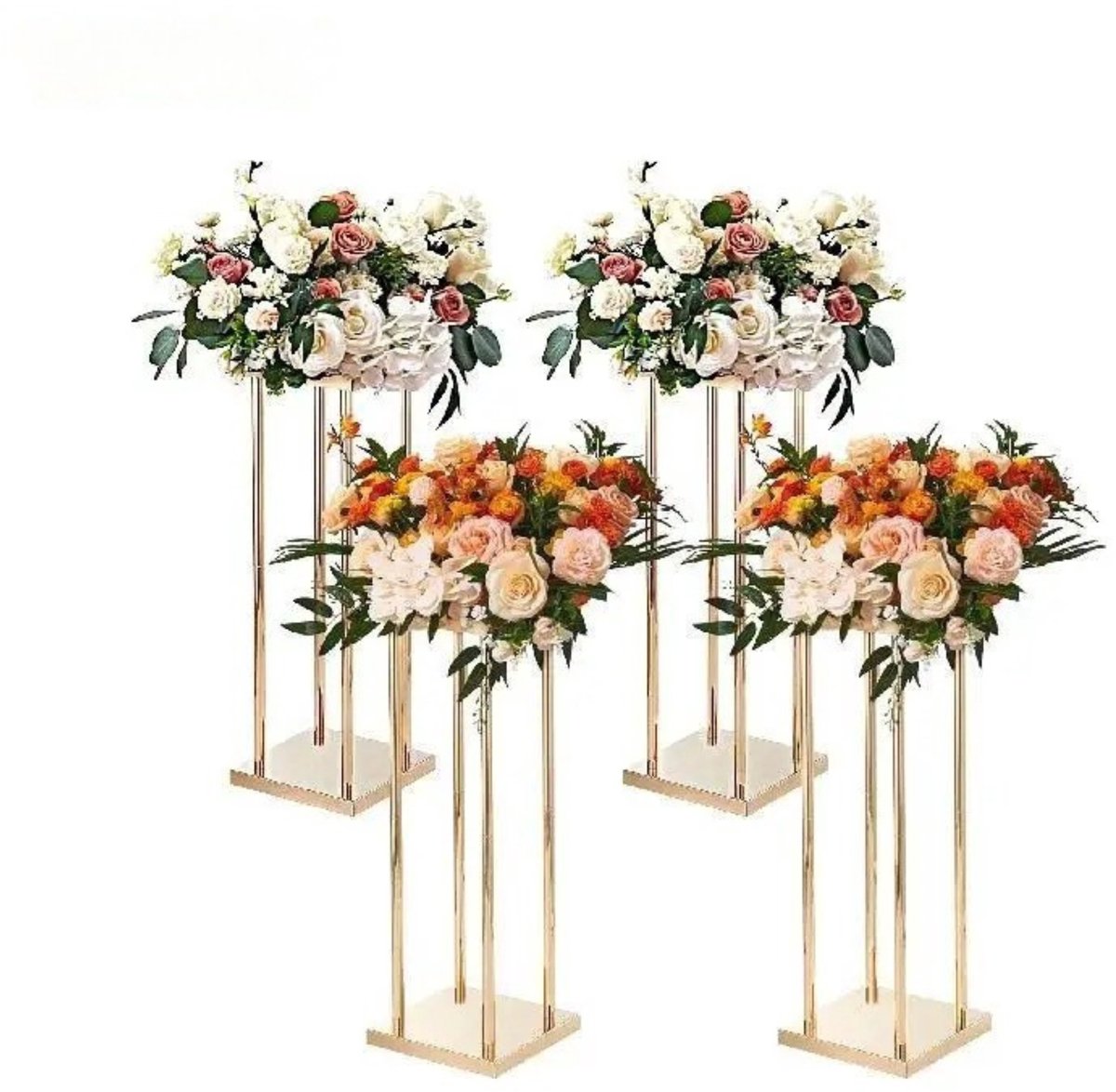 Stervia Bloemenstandaard - 4 stuks - Bruiloften - Feesten - Plantenstandaard - Bloemen Accessoires - Metaal Goud - 42 x 22 x15 cm