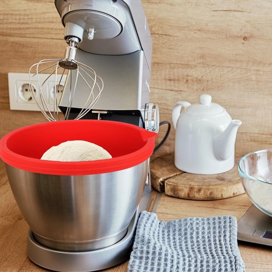 Siliconen Kom Voering - Mixer Inzetstuk Deksel - Keuken Mixen Bereiden - Voedselveilig Kwaliteit Siliconen - 24x23x18cm - Rood — afbeelding 5