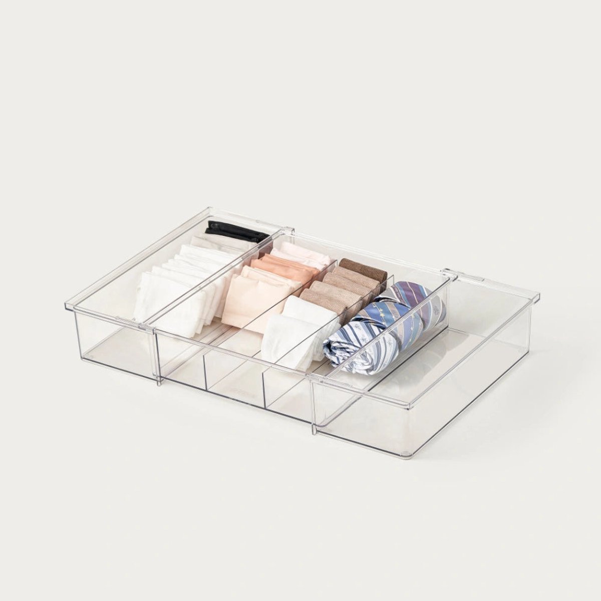 So Clever x Vacane Ladebak uitschuifbaar 5-vaks 10 cm hoog - Transparant - Anti-slip | BPA-vrij | Uitschuifbaar