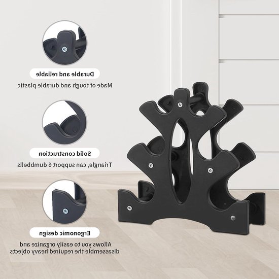 Drie niveaus dumbbell rek voor gewichtshouders, ideaal voor thuisgymnastiek en fitnessoefeningen, 23x22.5x8.5cm — afbeelding 3