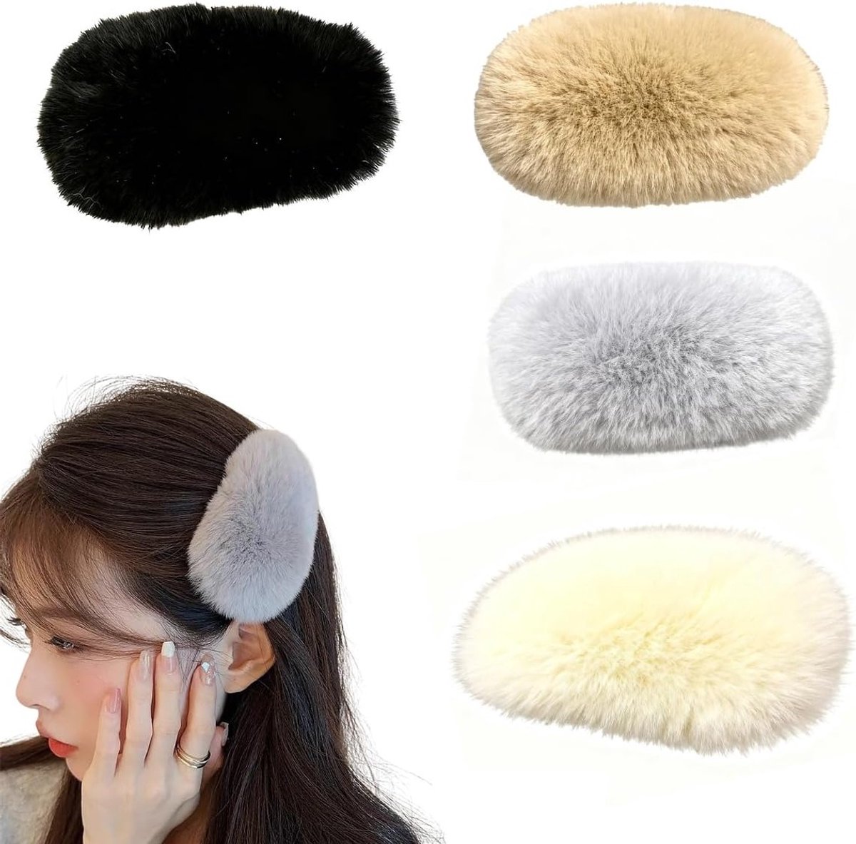 Haarclips voor dames in herfst- en winterstijl, grote eendenbill-haarclips, plush haaraccessoires voor dik en dun haar, trendy en functioneel