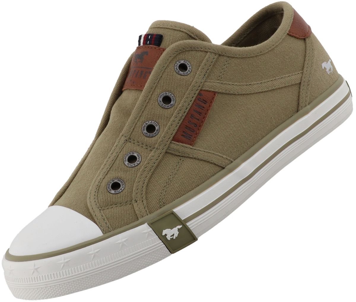 Mustang dames canvas sneaker kaki