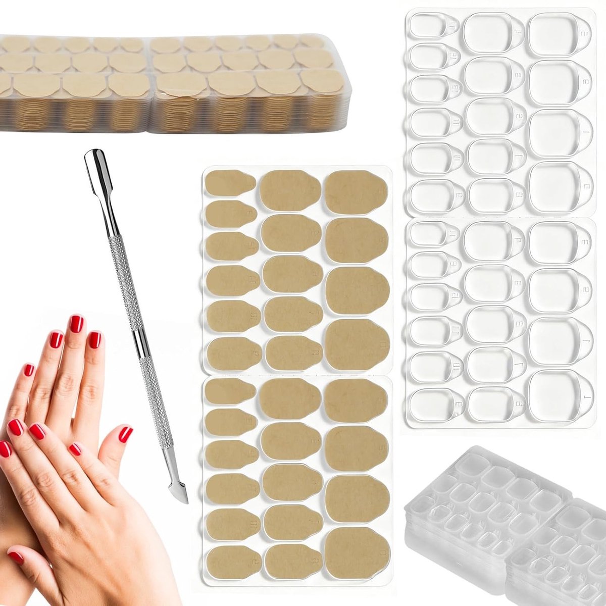 1200 Stuks Lijmtabs voor Nepnagels, Dubbelzijdige Ademende Plakstrips, Inclusief Vijl en 15 Maten voor Eenvoudige Aanbrenging