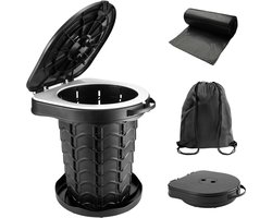 Chemisch toilet - Opvouwbaar toilet voor volwassenen met deksel - Campingtoilet - Inclusief draagtas - Geschikt voor noodgebruik in auto, tent, slaapkamer, zwembad, feest, strand - Draagvermogen 400 lb - Imodomio