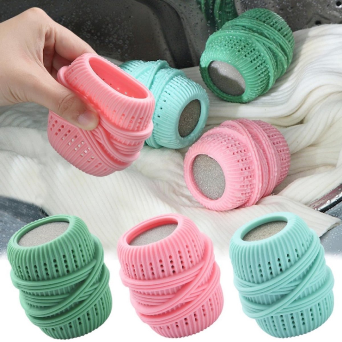 3 stuks Wasmachine Wasbal - anti-klit en gemakkelijk schoon te maken - siliconen wasballen- en reinigingsballen - wasmachine-schrobballen - Herbruikbare Droger Bal-7 * 4,5 cm - geschikt voor wasmachine-onderhoud thuis - lichtblauw + groen + roze